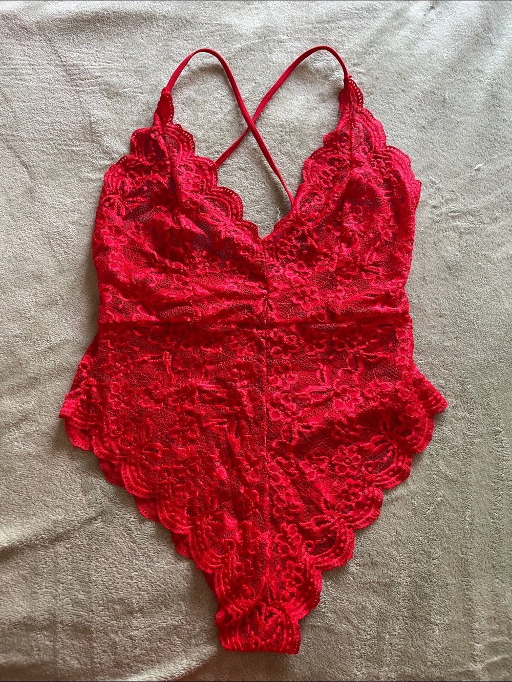 Red Lace One-Piece Bodysuit large/xl